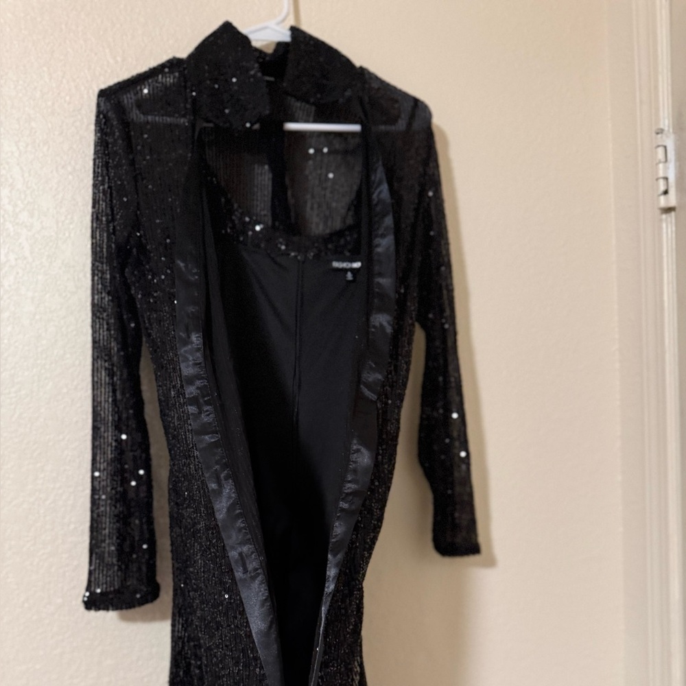 Fashion Nova NWT Hot Pink Sequin Blazer Jacket Women SIZE S Disco Party